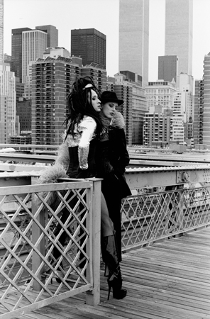Photograph of JoJo and Annie with Twin Towers by Doris Kloster